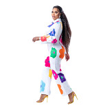 Fashion And Casual Digital Printing Floral Pants Suit Two-Piece Set