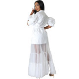 Women'S White Shirt Casual Short Sleeve Shirt Dress
