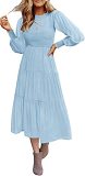 Long Sleeved Pleated Layered Short Sleeved Large Swing Dress