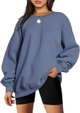 Round Neck Pullover Loose Casual Plush Oversized Sweatshirt