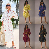 Leisure Loose Beach Vacation Cover Up Lace Dress