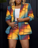 Long Sleeved Printed Suit Collar Jacket For Women