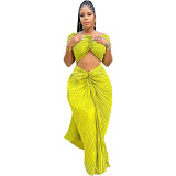 Solid Color High Temperature Pressed Pleated Two-Piece Set