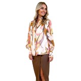 Abstract Printed Shirt Button Up Top For Women