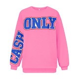 Fashion Printed Large Letters Casual Loose Round Neck Long Sleeve Sweatshirt