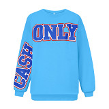 Fashion Printed Large Letters Casual Loose Round Neck Long Sleeve Sweatshirt