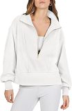 Half Pull Standing Neck With Split Hem Long Sleeved Plush Hoodies