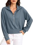 Half Pull Standing Neck With Split Hem Long Sleeved Plush Hoodies