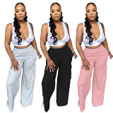 Thickened Cotton Loose Fitting Workwear Women'S Wide Leg Pants