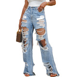 Sexy Fashionable Distressed Washed Jeans For Women