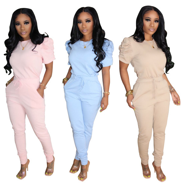 Casual Home Solid Women'S Short Sleeve Two Piece Set