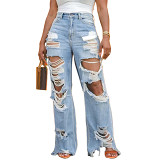 Sexy Fashionable Distressed Washed Jeans For Women