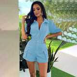 Loose Fitting Short Sleeved Shirt And Shorts Women'S Two-Piece Set