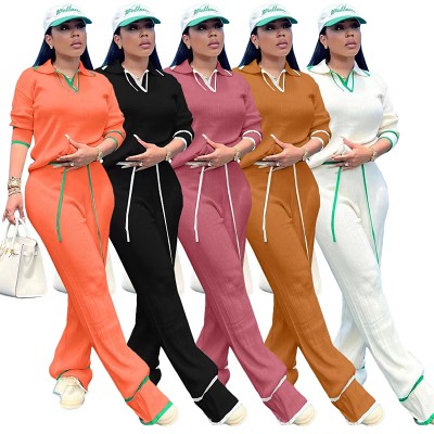 Women'S Casual Knitted Long Sleeve Pants Set
