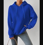 Knitted Jacquard Long Sleeves Hoodie Sweater Women
