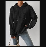 Knitted Jacquard Long Sleeves Hoodie Sweater Women