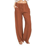 Loose Cotton And Linen Casual Pants For Women