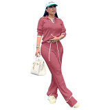 Women'S Casual Knitted Wide-Leg Pants Suit