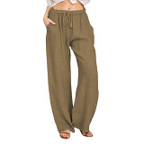 Loose Cotton And Linen Casual Pants For Women