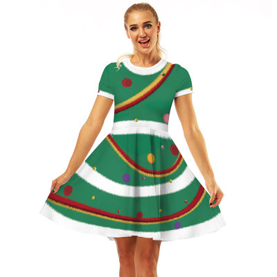 Christmas Costume Digital Printing Short Sleeve Dress