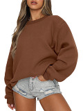 Long-sleeved sweatshirt casual crew-neck loose suitable for pullover hoodie top