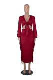Sexy V-neck dress suit long-sleeved woman