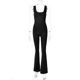 Summer new fashion solid color slim-fit sleeveless shoulder strap rompers wholesale