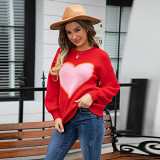 Love Valentine's Day crew-neck knitted pullover large size sweater woman
