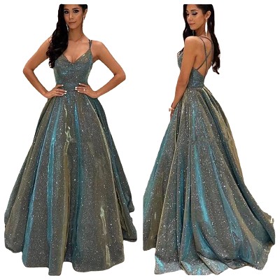Strapless Shiny Long A-Line Slimming Evening Dress With Wide Hem