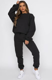 Solid Color Round Neck Pullover Trousers Suit