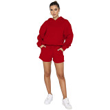 Solid Color Pullover Hooded Long Sleeve Sweatshirt For Women