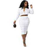 Fashionable And Sexy Knitted Hand-Crochet Casual Skirt Suit