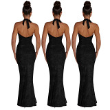 Swing Collar Strappy Low-Cut Y2K Party Fishtail Sexy Long Dress