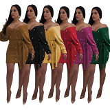 Sexy And Fashionable Autumn And Winter Best-Selling Long-Sleeved Hip-Covering Dress