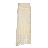 Sexy Lace-Paneled Sheer Low-Rise Hip-Wrapped Detachable Fishtail Skirt