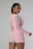 Sexy Hot Rhinestone Stretch Tight Long-Sleeved Jumpsuit