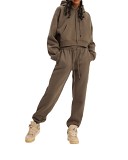 Casual Fashion Solid Color Pullover Drawstring Sweater Hooded Suit For Women