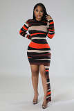 Woolen Round Neck Knitted Slim Backless Dress