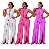 Solid Color Lines Hollow Sexy Sleeveless Jumpsuit
