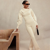 2023 Winter Hot-Selling New Two-Piece Sexy Trendy Hooded Long-Sleeved Straight Pants Knitted Suit
