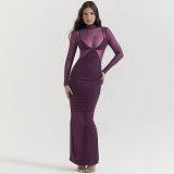 European And American Style 2024 Spring New Women'S Fashion Mesh Stitching See-Through Slim Hip Wrap Temperament Dress