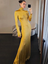 European And American 2023 Winter Women'S New Solid Color High Neck Long Sleeve Fashion Slim Dress