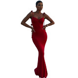 European And American Style Autumn And Winter New Women'S Fashion V-Neck Sexy Backless Slim Hip Dress Women