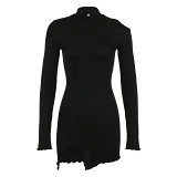 Asymmetrical Cut-Out Design, Off-The-Shoulder Pure Desire Dress, European And American Sexy Fashion, New Tight Hip Skirt