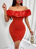 Summer European And American Women'S Clothing 24 Years Sexy Fashion One-Shoulder Waist Women'S Dress