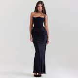 European And American Style Spring New Women'S Fashion Bandeau Sexy Backless Slim Evening Dress Dress Women