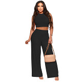 European And American Women'S New 24 Spring And Summer Vest Wide-Leg Pants Stretch Fabric Casual Set