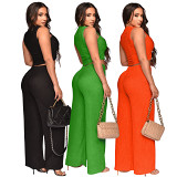 European And American Women'S New 24 Spring And Summer Vest Wide-Leg Pants Stretch Fabric Casual Set