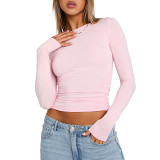 European And American Women'S Casual Long-Sleeved T-Shirts, Spring And Autumn Solid Color Slim Pullovers, T-Shirts, Women'S Streetwear, Undershirts, Tops