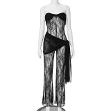 European And American Women'S New Hot Selling Sexy Sister Style Lace Wrap Jumpsuit With Skirt